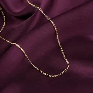 925 Pure silver 20 inches figaro chain with 22 kt gold