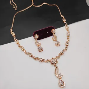 Aamrapali Rose Gold Plated AD Necklace Set