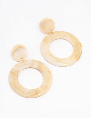 Acrylic Marble Circular Drop Earrings