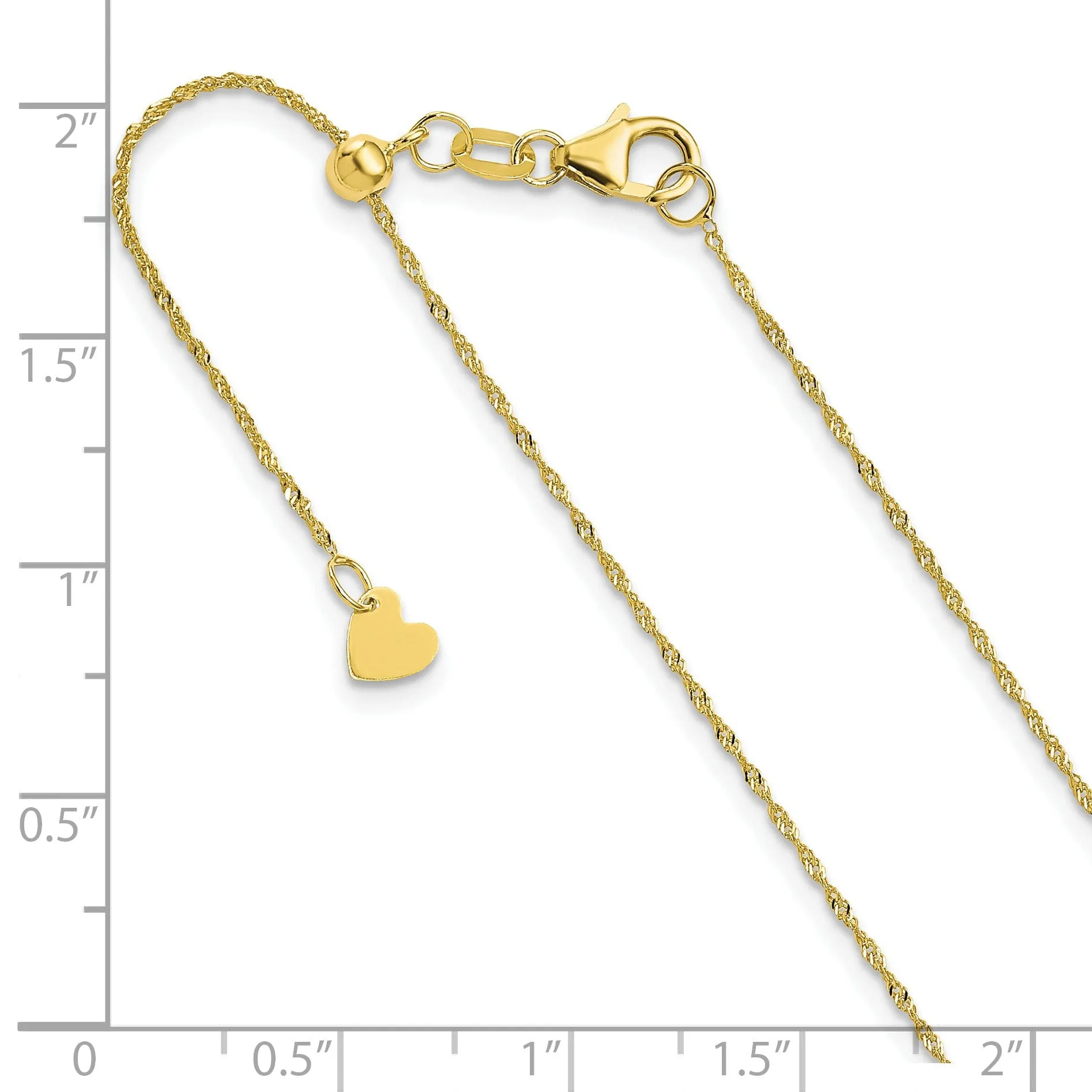 Adjustable 10K Yellow Gold Singapore Chain