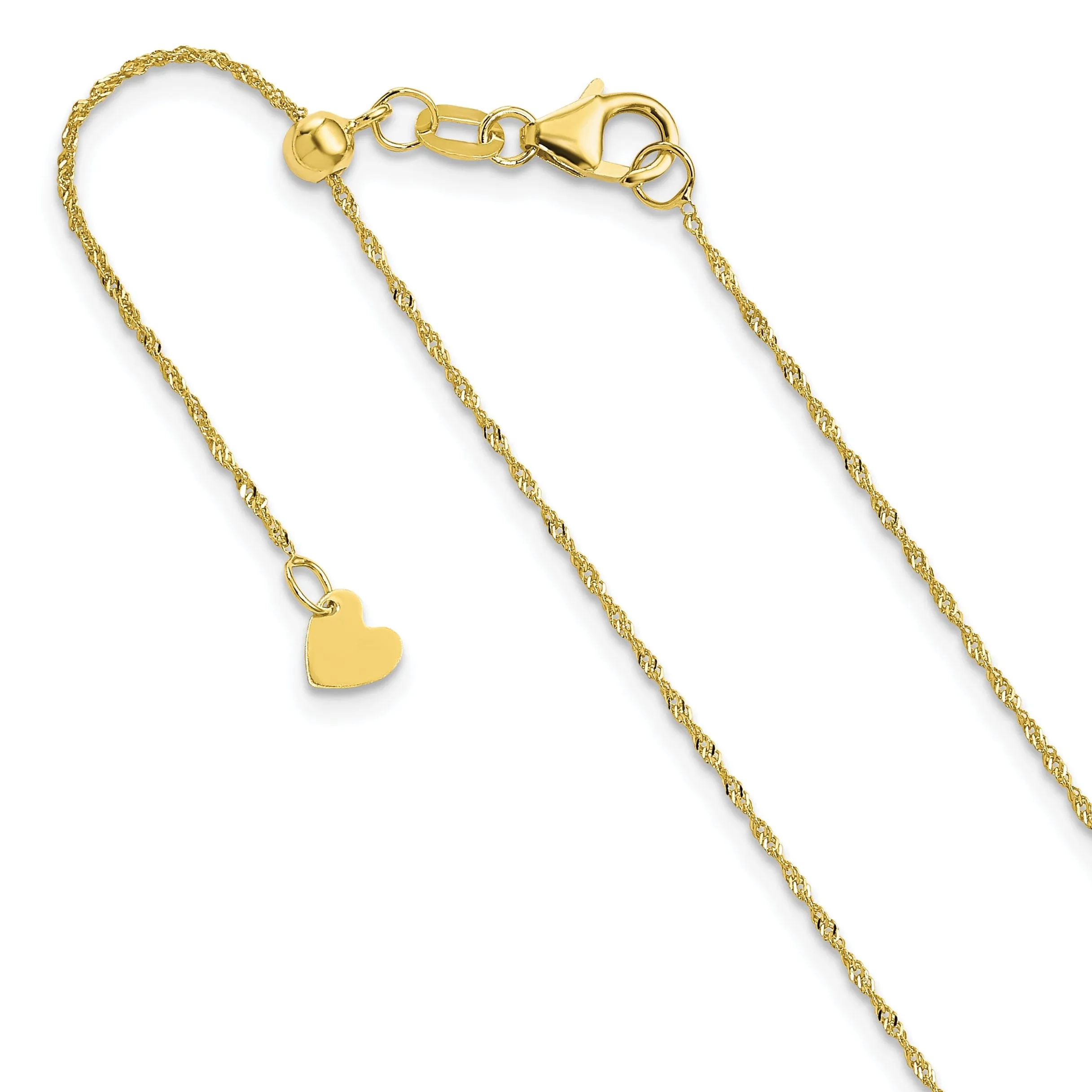 Adjustable 10K Yellow Gold Singapore Chain