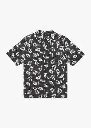 AFENDS Mens Hibiscus - Cuban Shirt - Black