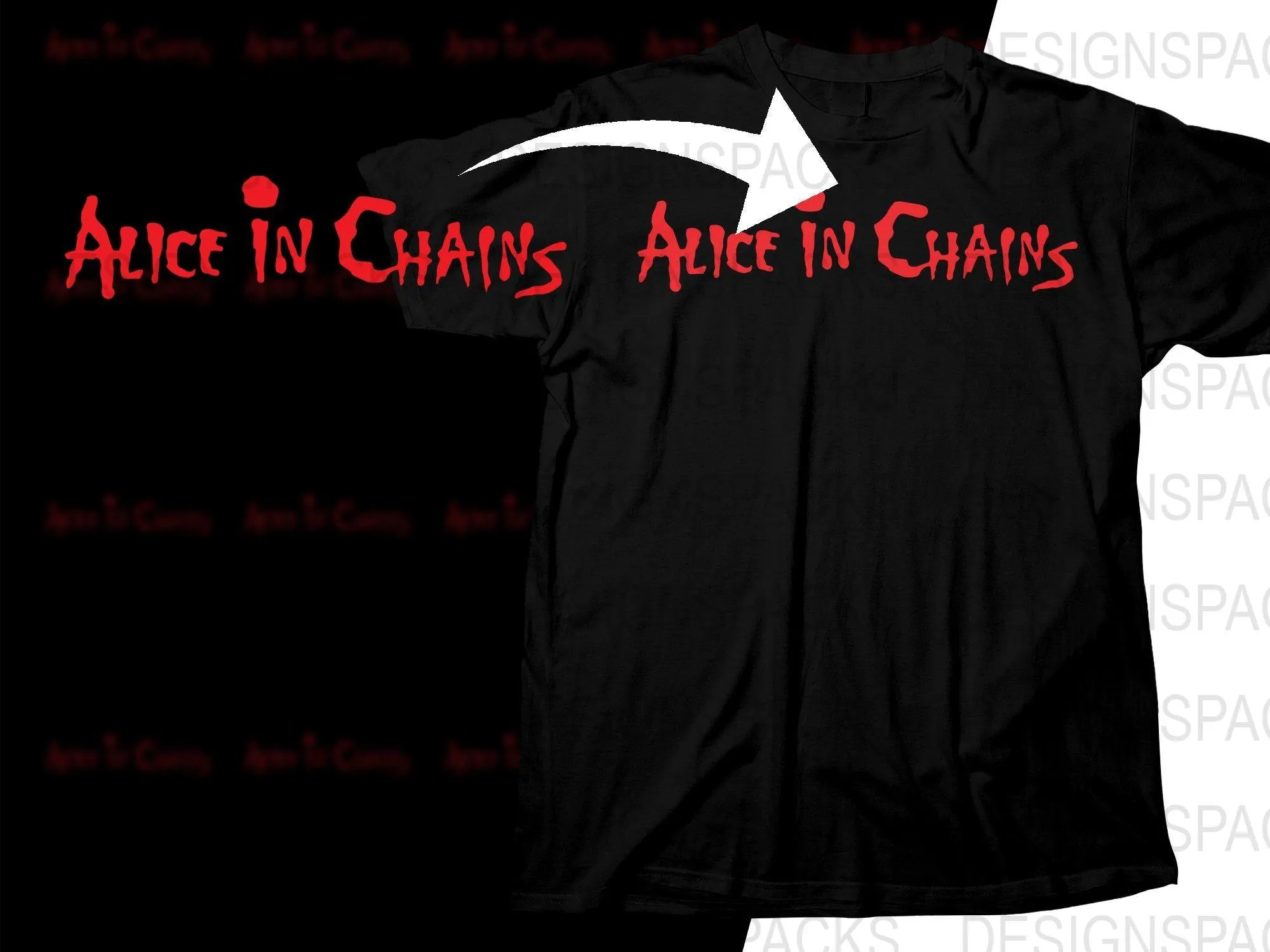 Alice In Chains Bold Red Text Rock Band Graphic Png Design Digital Download