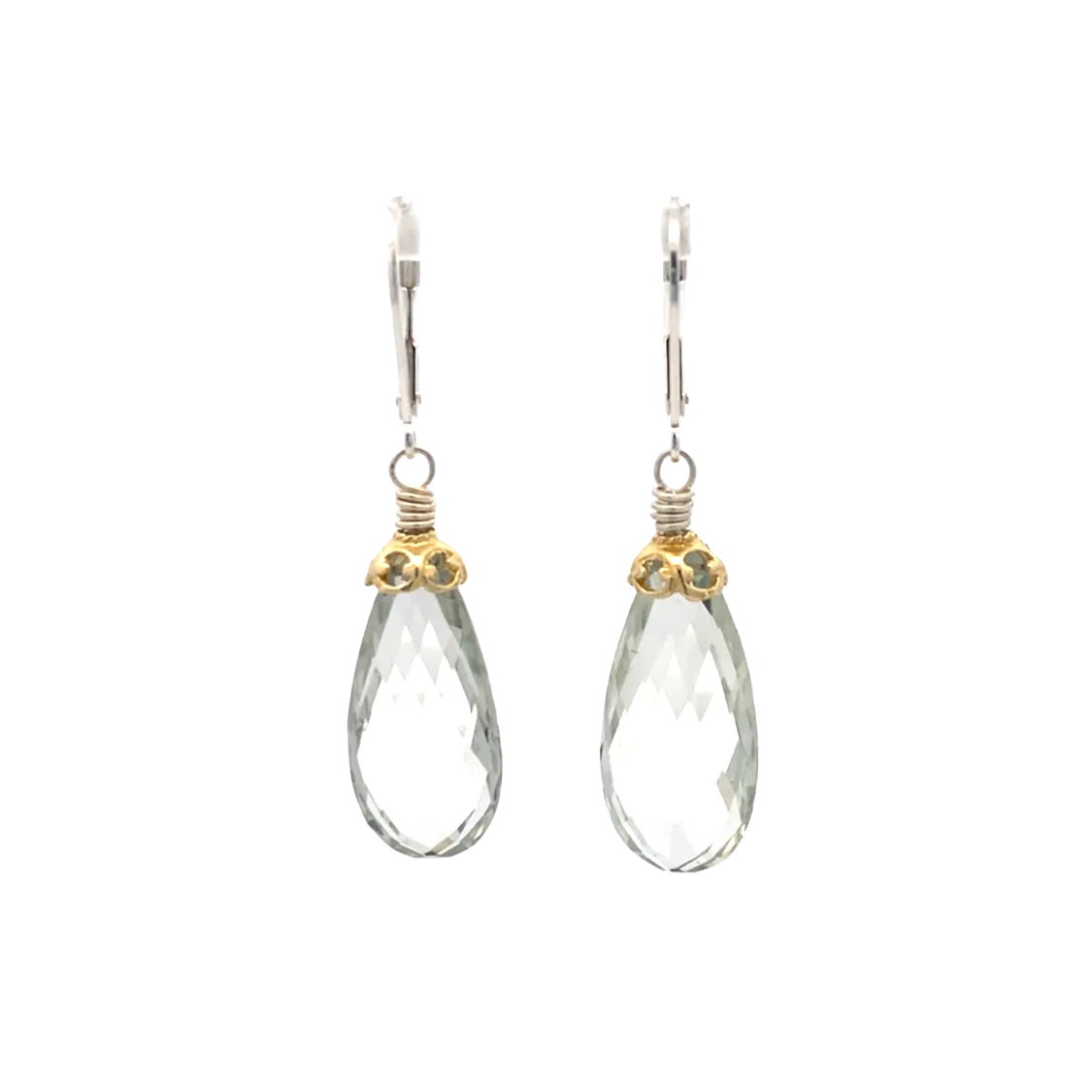 Anatoli Jewelry, Inc. Two-Tone Green Amethyst Drop Earrings