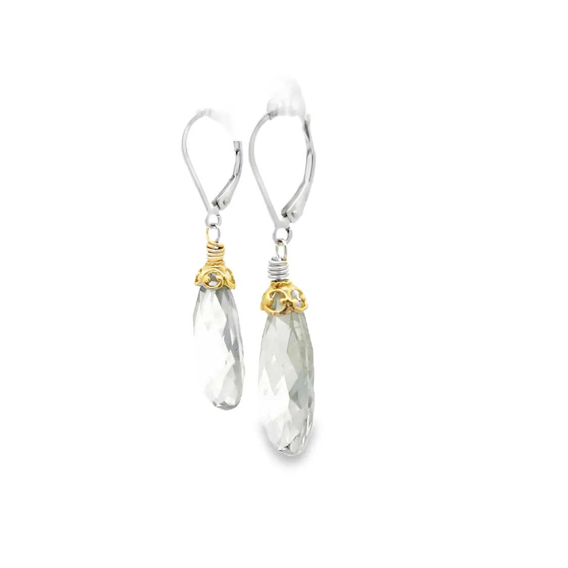 Anatoli Jewelry, Inc. Two-Tone Green Amethyst Drop Earrings