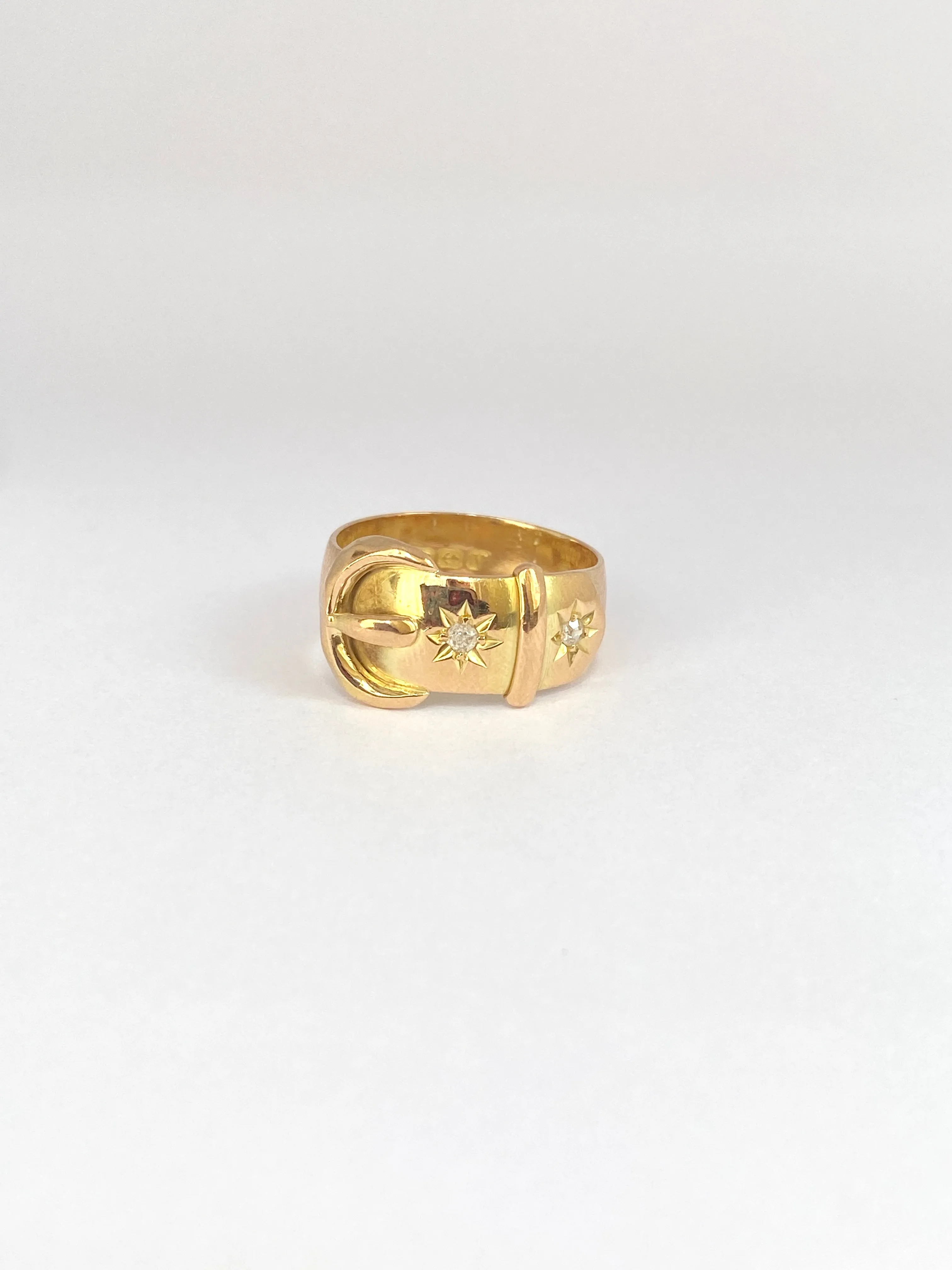 Antique, 18ct Gold Diamond Buckle Ring, Hallmarked for Birmingham, 1920 (7.07g)