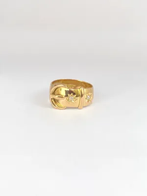 Antique, 18ct Gold Diamond Buckle Ring, Hallmarked for Birmingham, 1920 (7.07g)