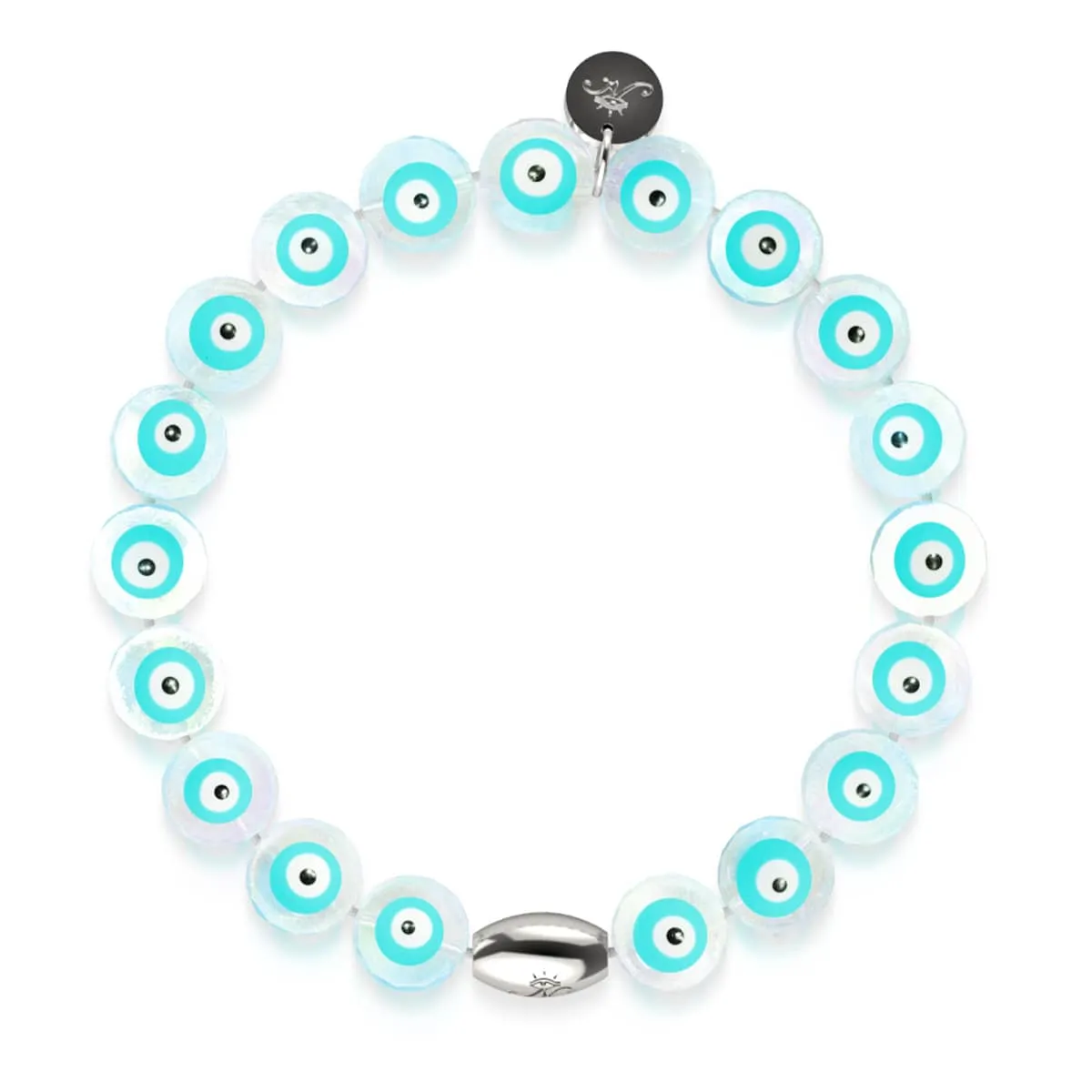 Aqua | .925 Sterling Silver | Crystal Evil Eye Bracelet