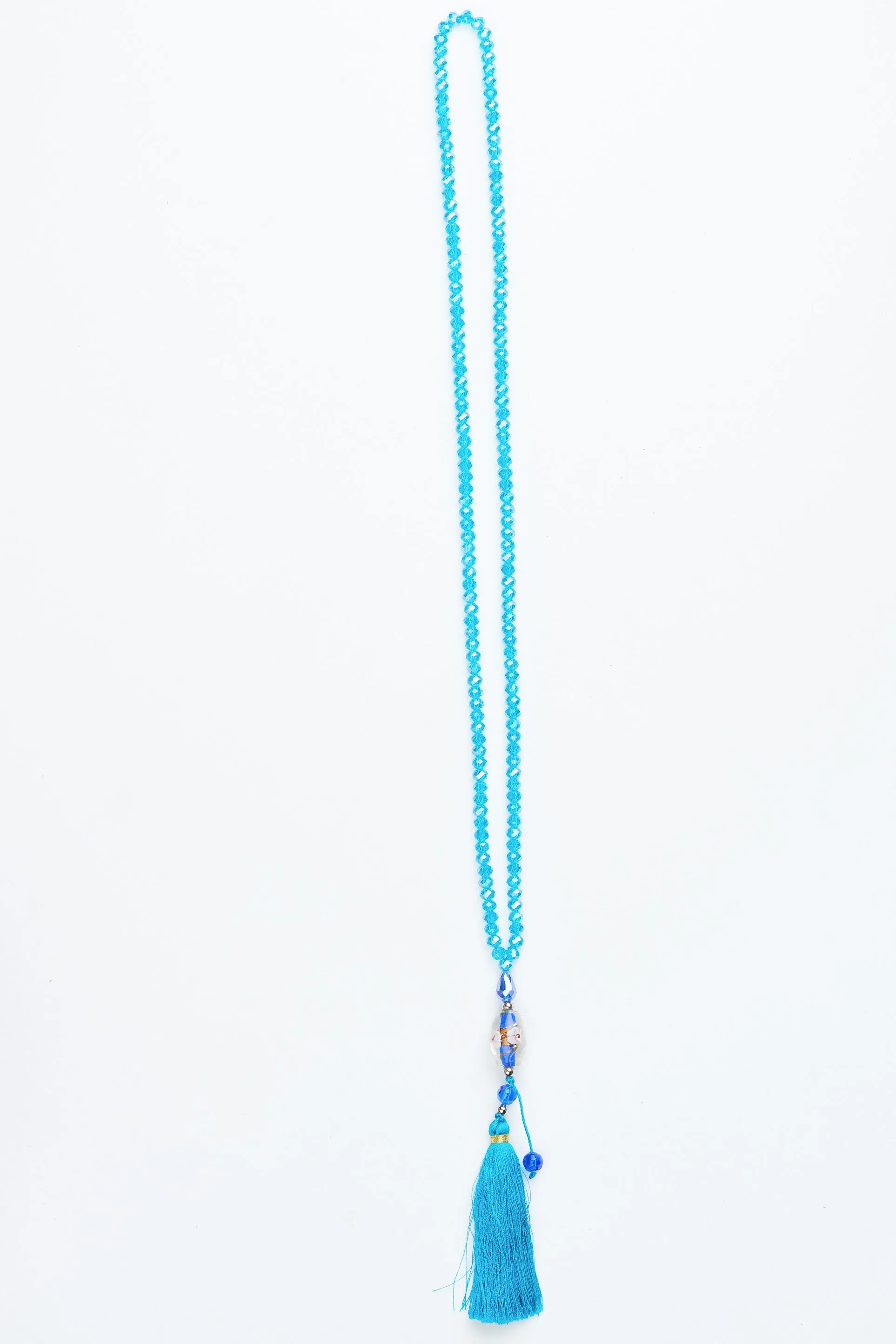 Aqua Blue Tassel Necklace