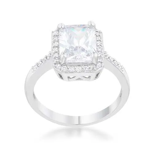 Ariana 2.95ct CZ Rhodium Classic Ring