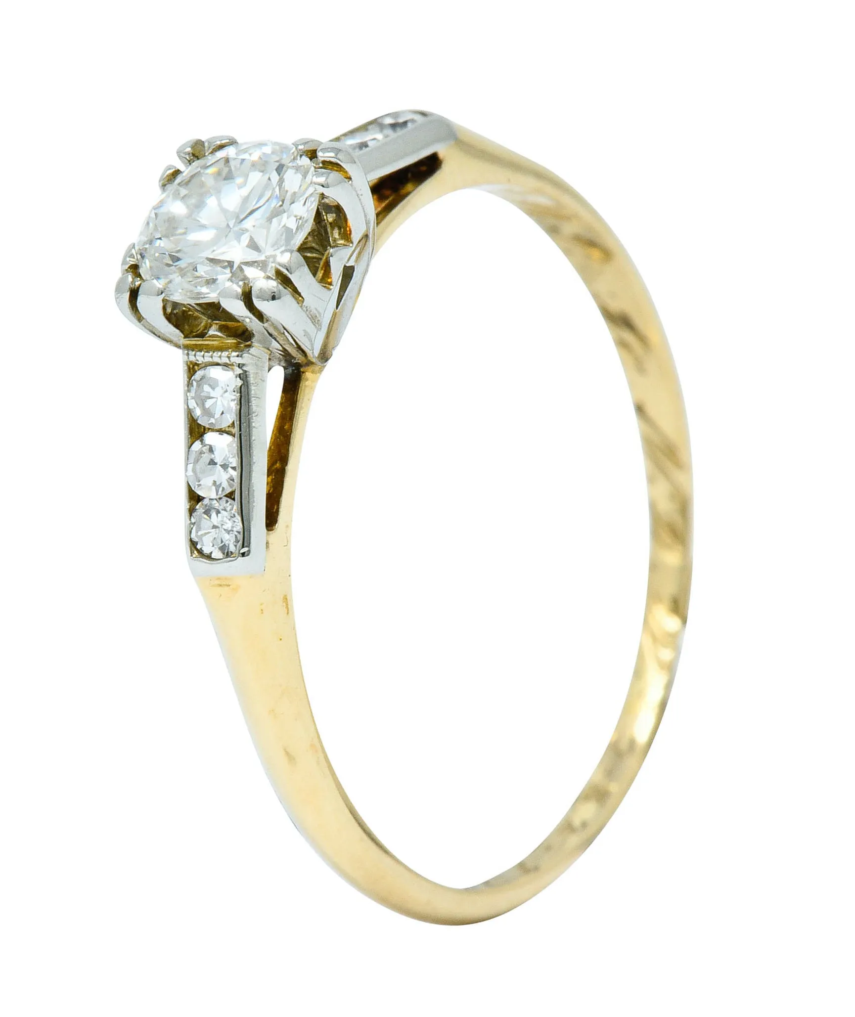 Art Deco Diamond 14 Karat Two-Tone Gold Engagement Ring