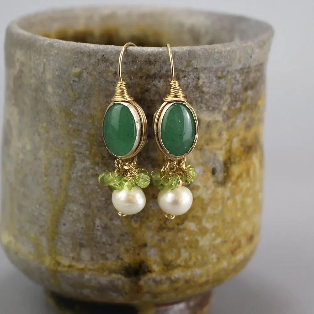 Aventurine Peridot Pearl Ronit Earrings