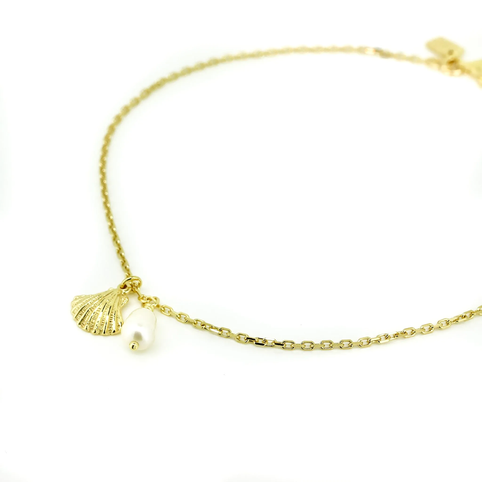 Beach Love Pearl Anklet Gold