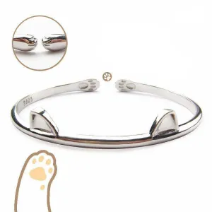 Beautiful 925 Sterling Silver Bangles Cat Cuff Bangles & Bracelets