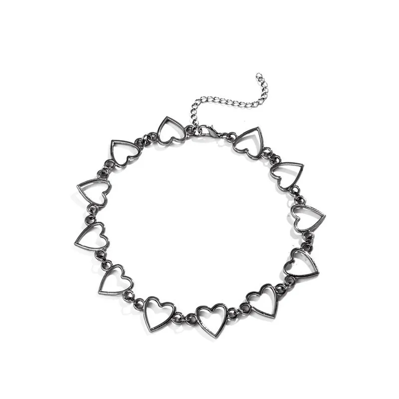 BerriesJam - Metal Heart Neck Aesthetic Chains Necklace