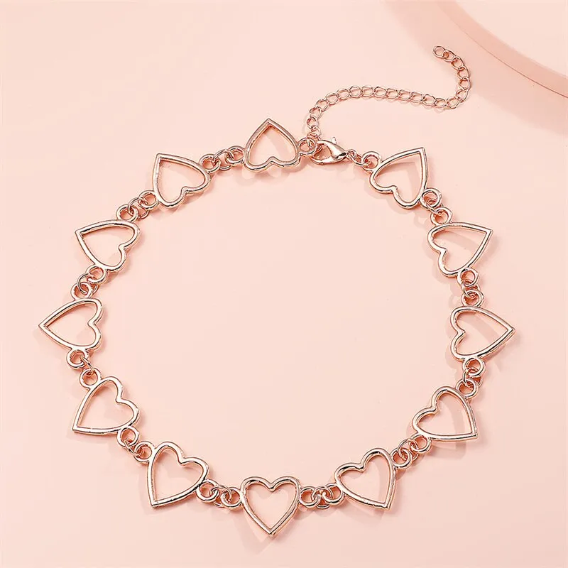 BerriesJam - Metal Heart Neck Aesthetic Chains Necklace