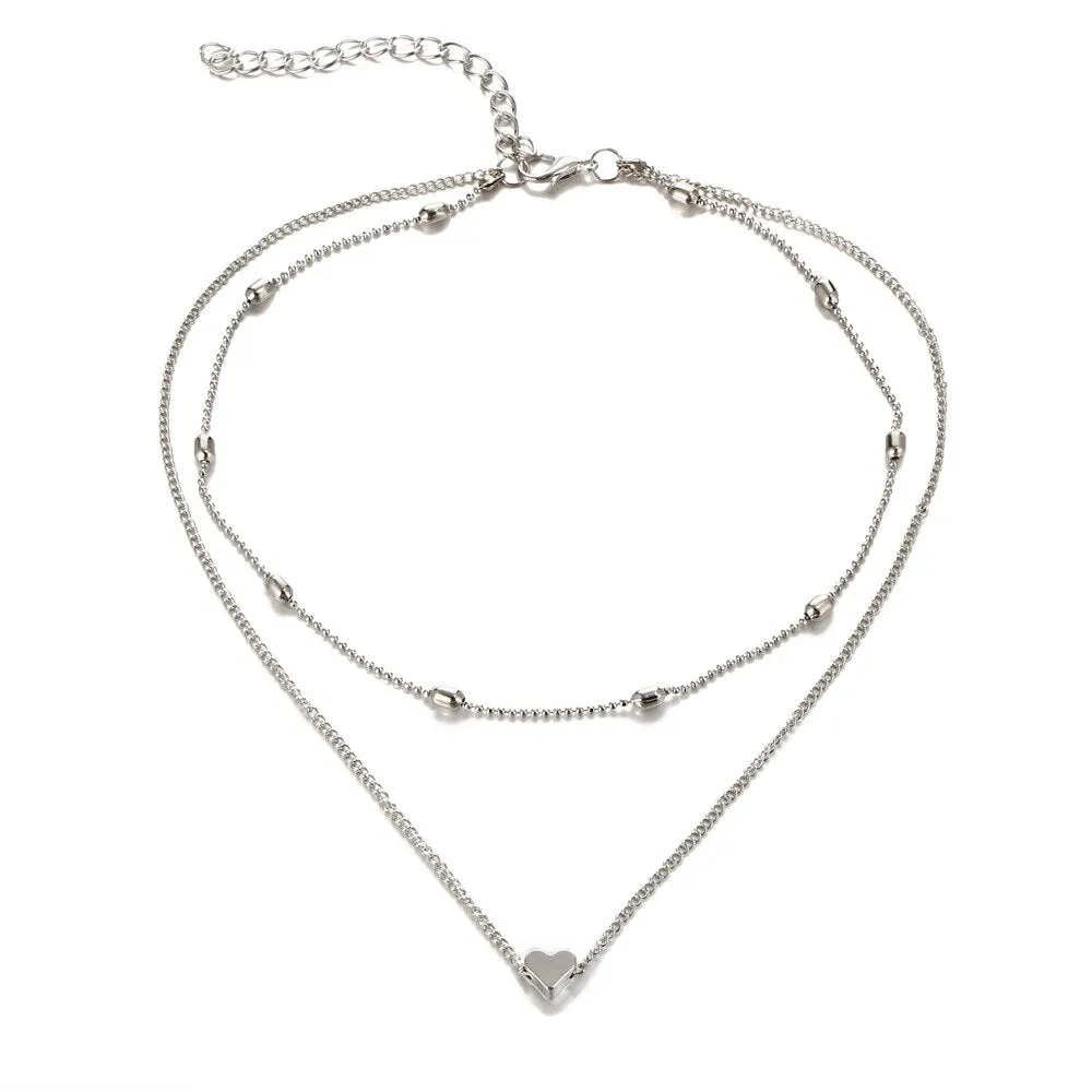 BerriesJam - Metal Heart Neck Aesthetic Chains Necklace