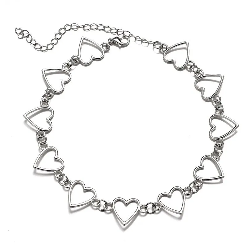 BerriesJam - Metal Heart Neck Aesthetic Chains Necklace