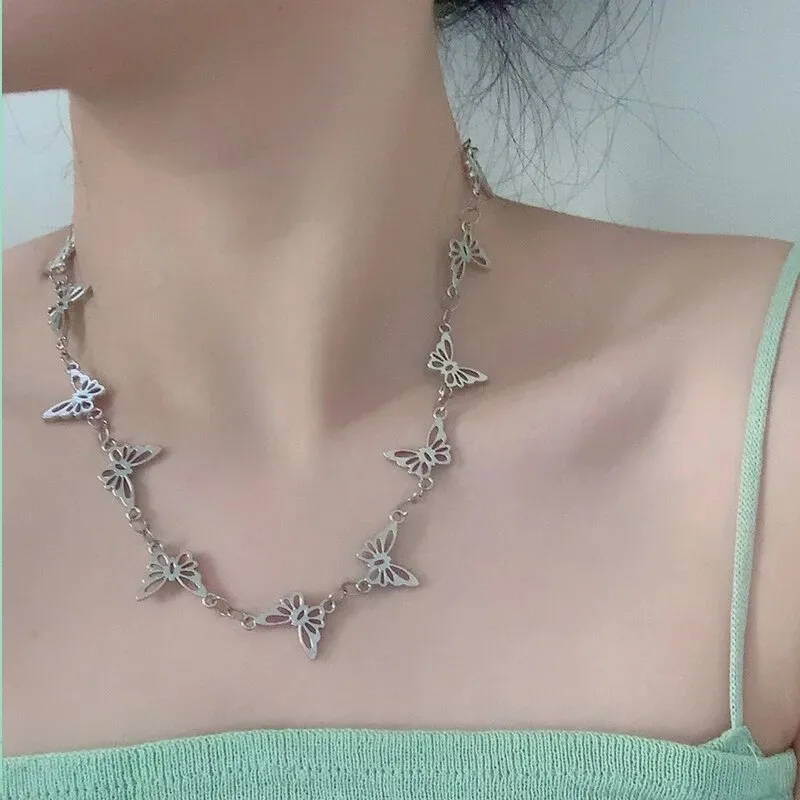 BerriesJam - Metal Heart Neck Aesthetic Chains Necklace