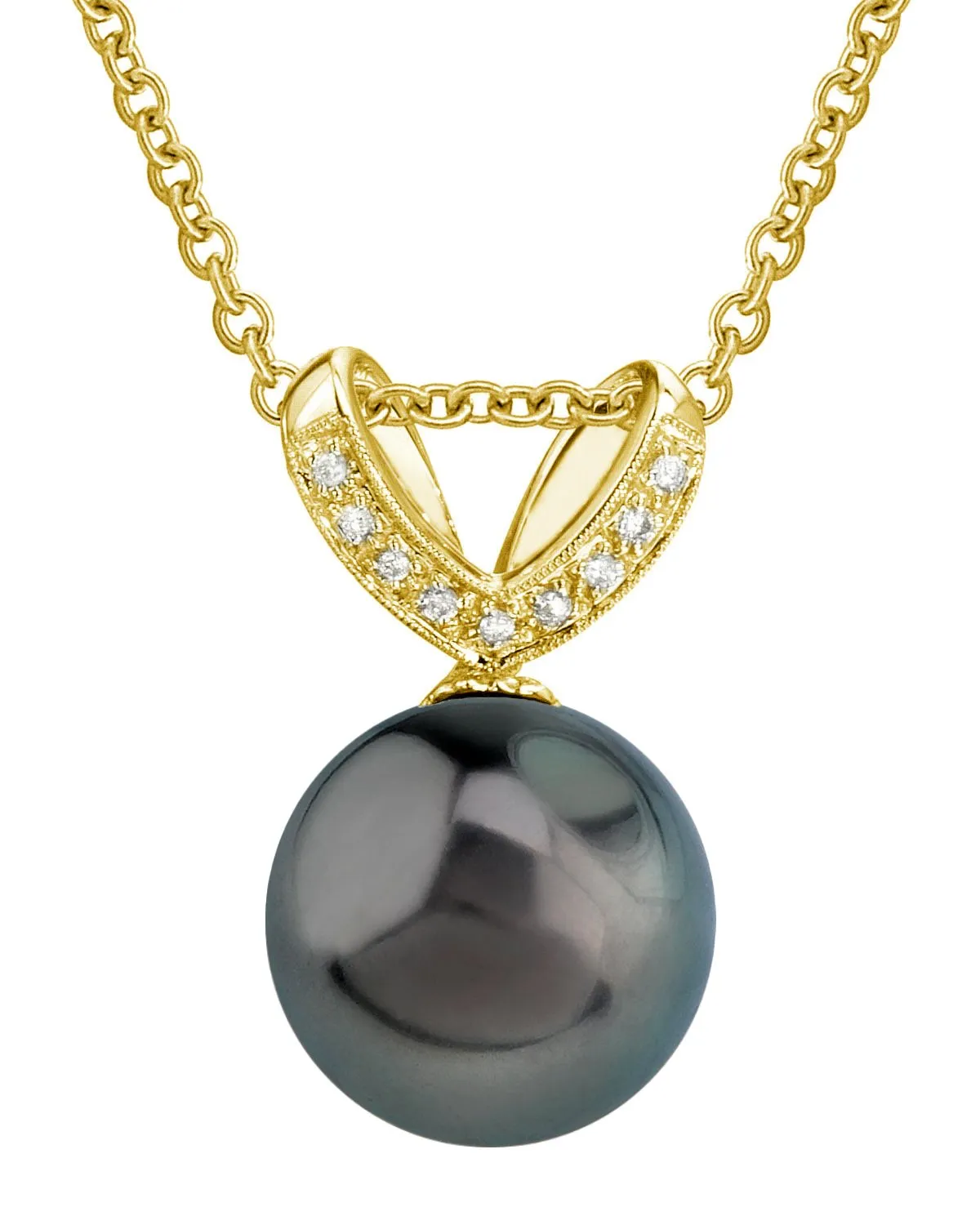 Black Tahitian Pearl & Diamond Pixie Pendant