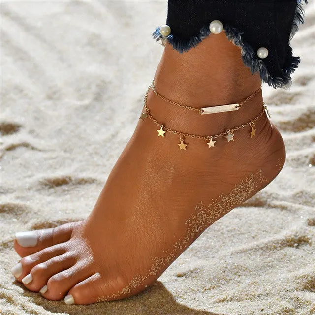 Bohemian Vintage Shell Beads Starfish Anklets