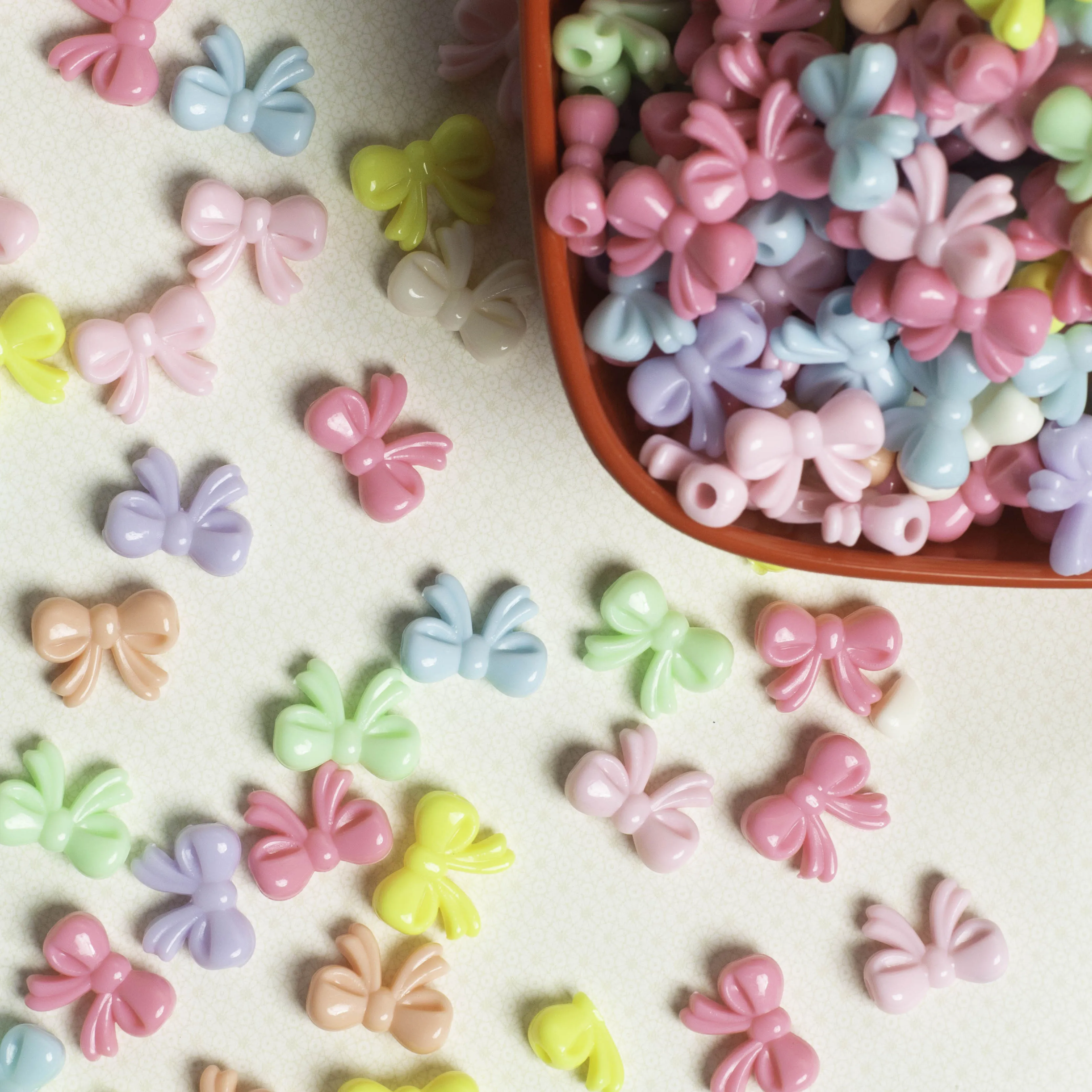 Bow Pastel Plastic Beads | Size : 20mm