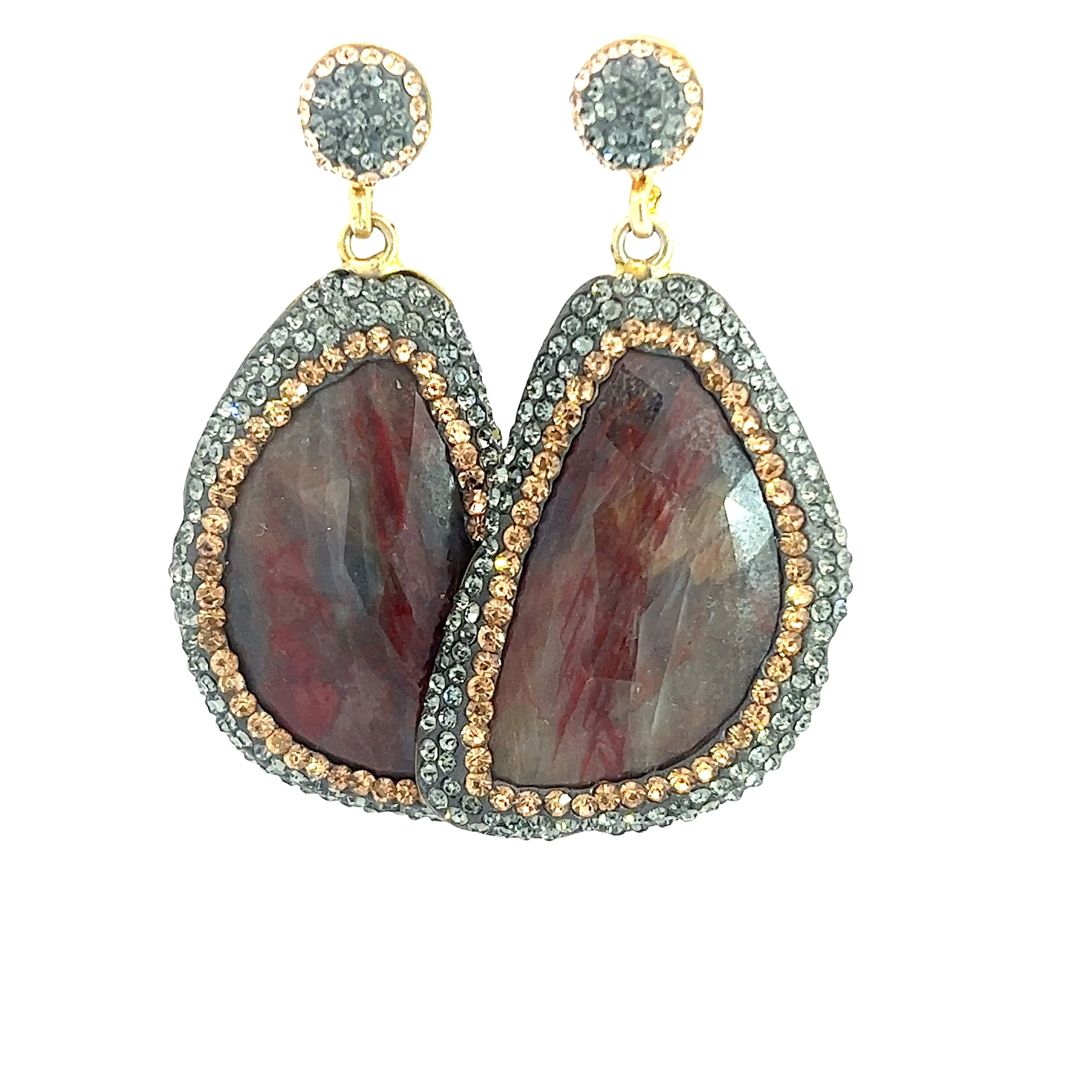 Burgundy Gemstone Dangle Earring