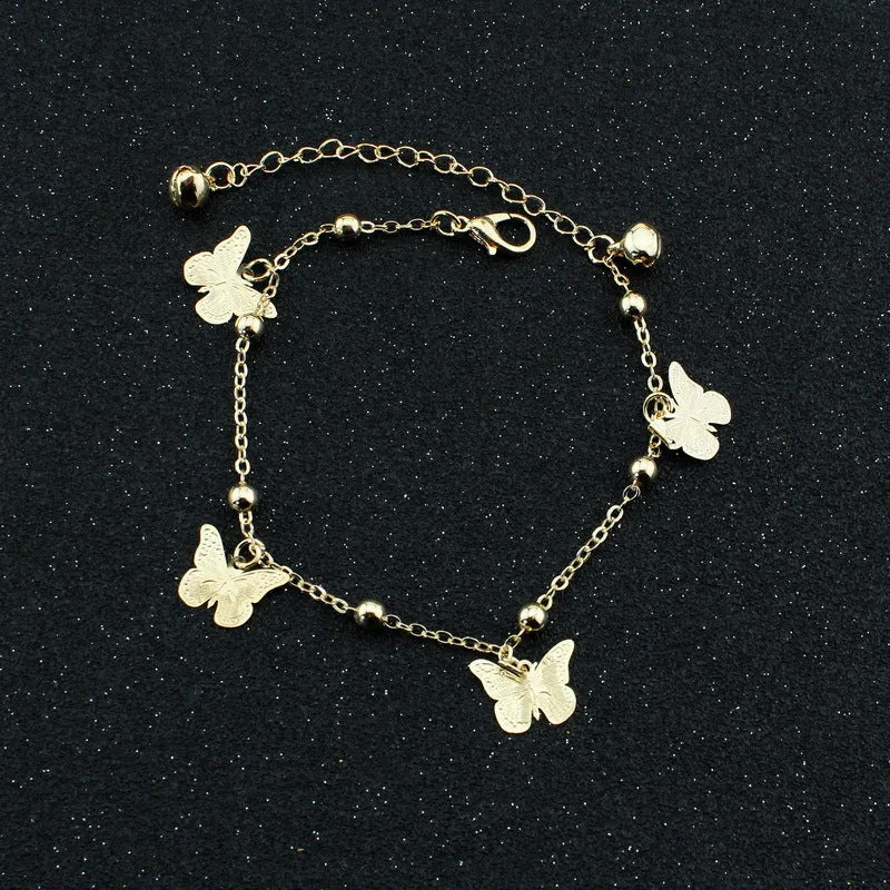 Butterfly leaf shell drill anklet