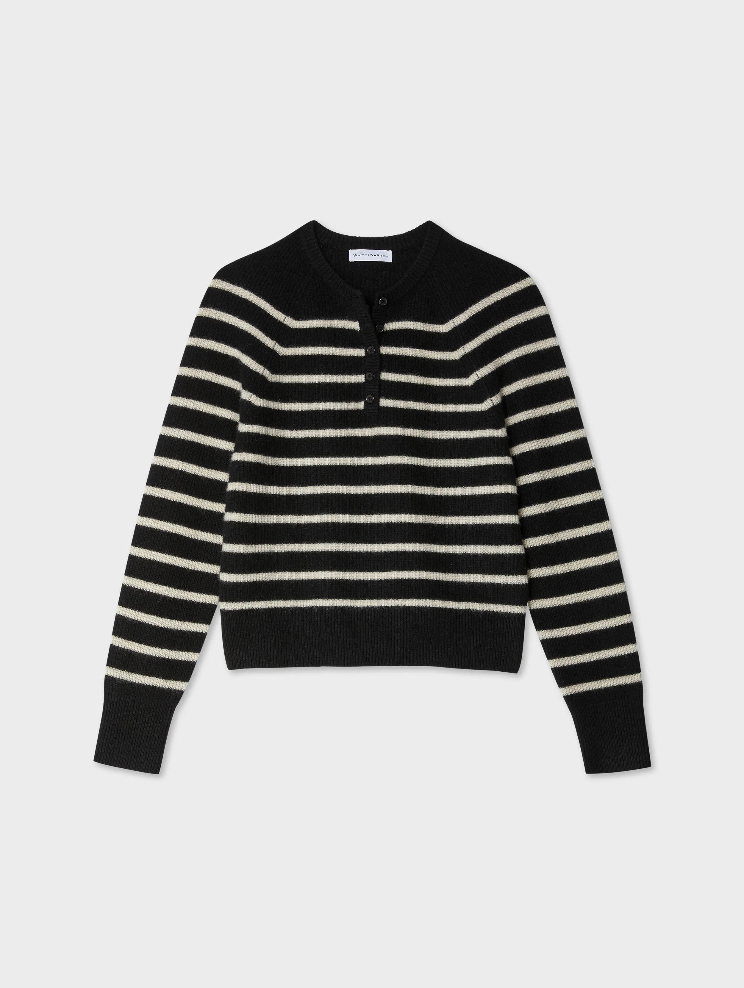 Cashmere Ribbed Striped Henley