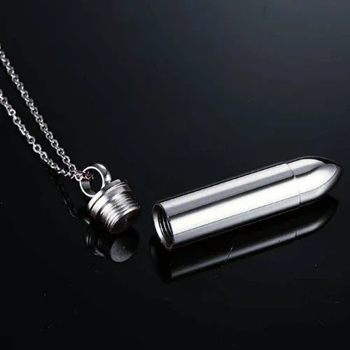 Classy Men Silver Pistol Bullet Pendant Necklace