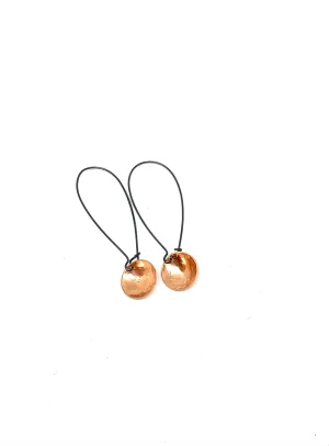 Copper oxidised long drop Earrings small