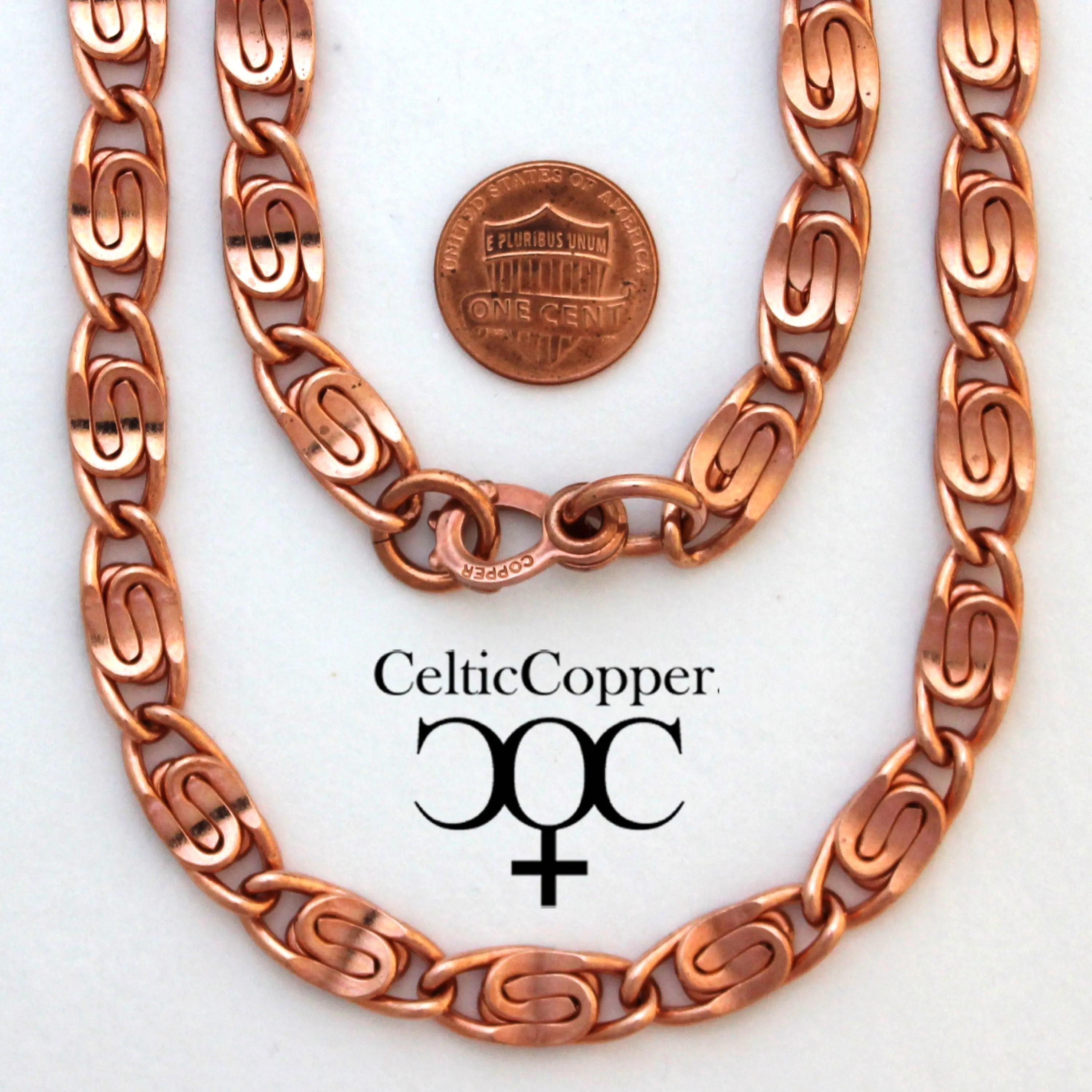 Copper Scroll Chain Necklace Heavy 9 mm Solid Copper Scroll Chain Necklace 20 Inch Chain