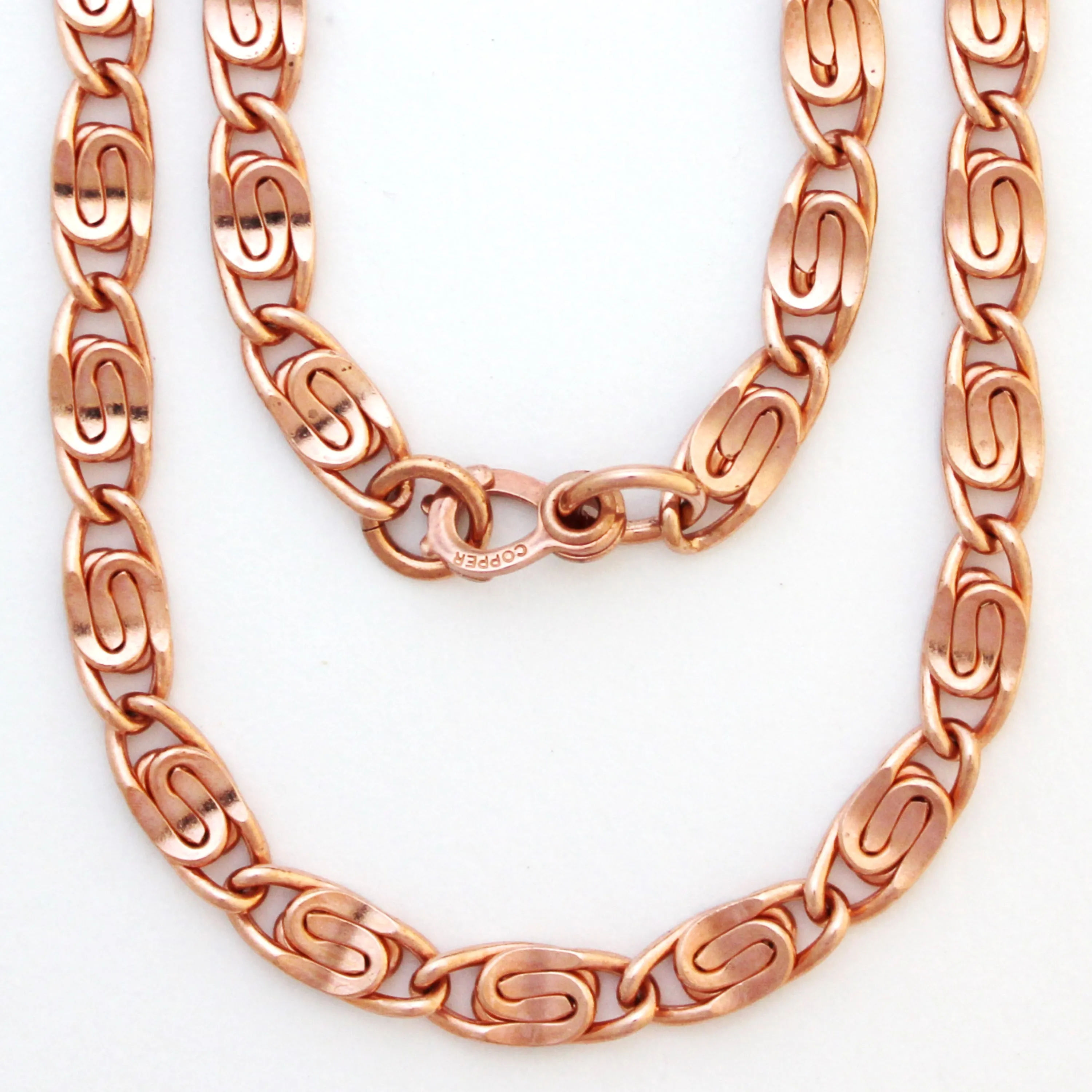 Copper Scroll Chain Necklace Heavy 9 mm Solid Copper Scroll Chain Necklace 20 Inch Chain