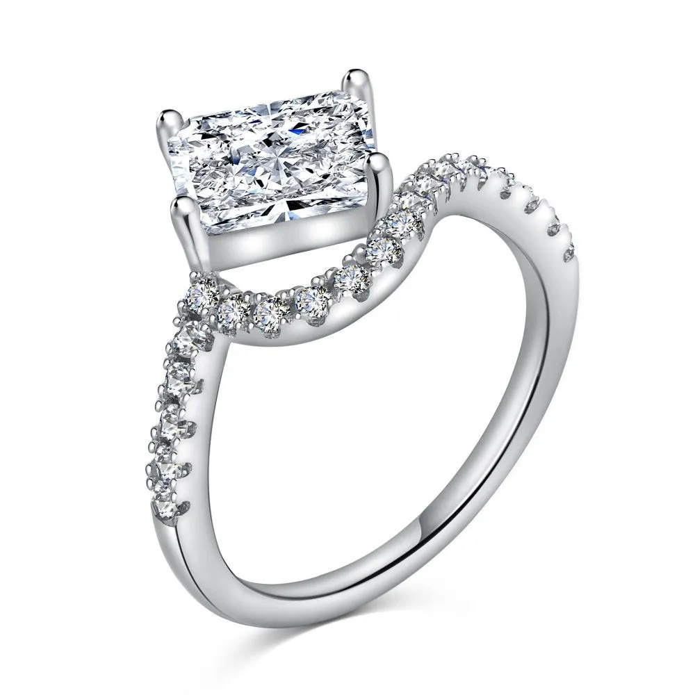 Curved Contour 2 Carat Clear Radiant Cut Engagement Ring