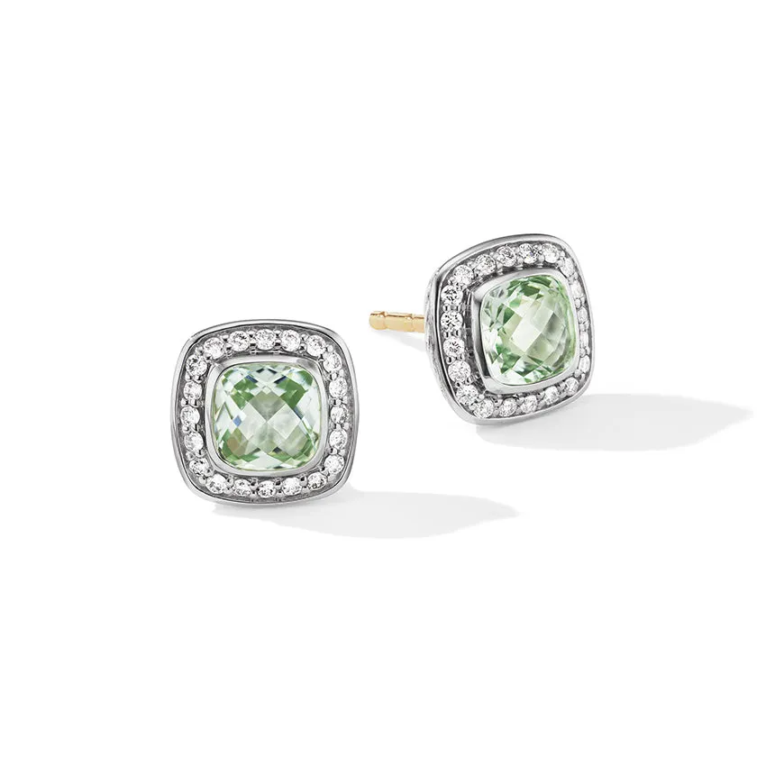 David Yurman Petite Albion® Stud Earrings with Prasiolite and Pavé Diamonds