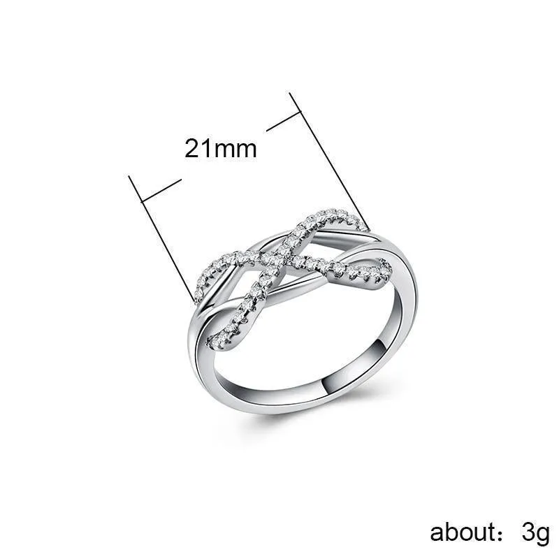 Dazzling Crystal Infinity Rings