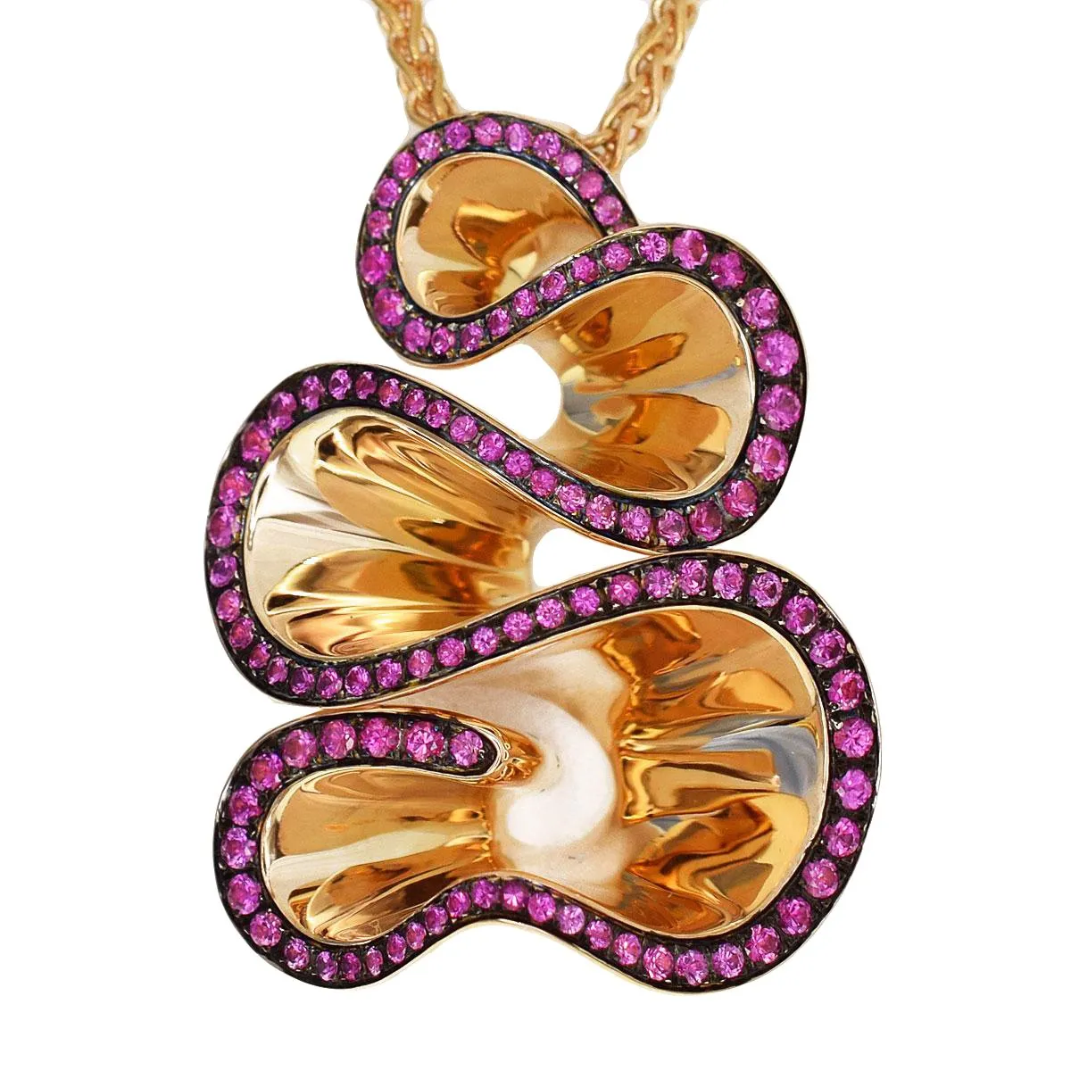 De Grisogono Zigana Pink Sapphire Rose Gold Pendant Necklace