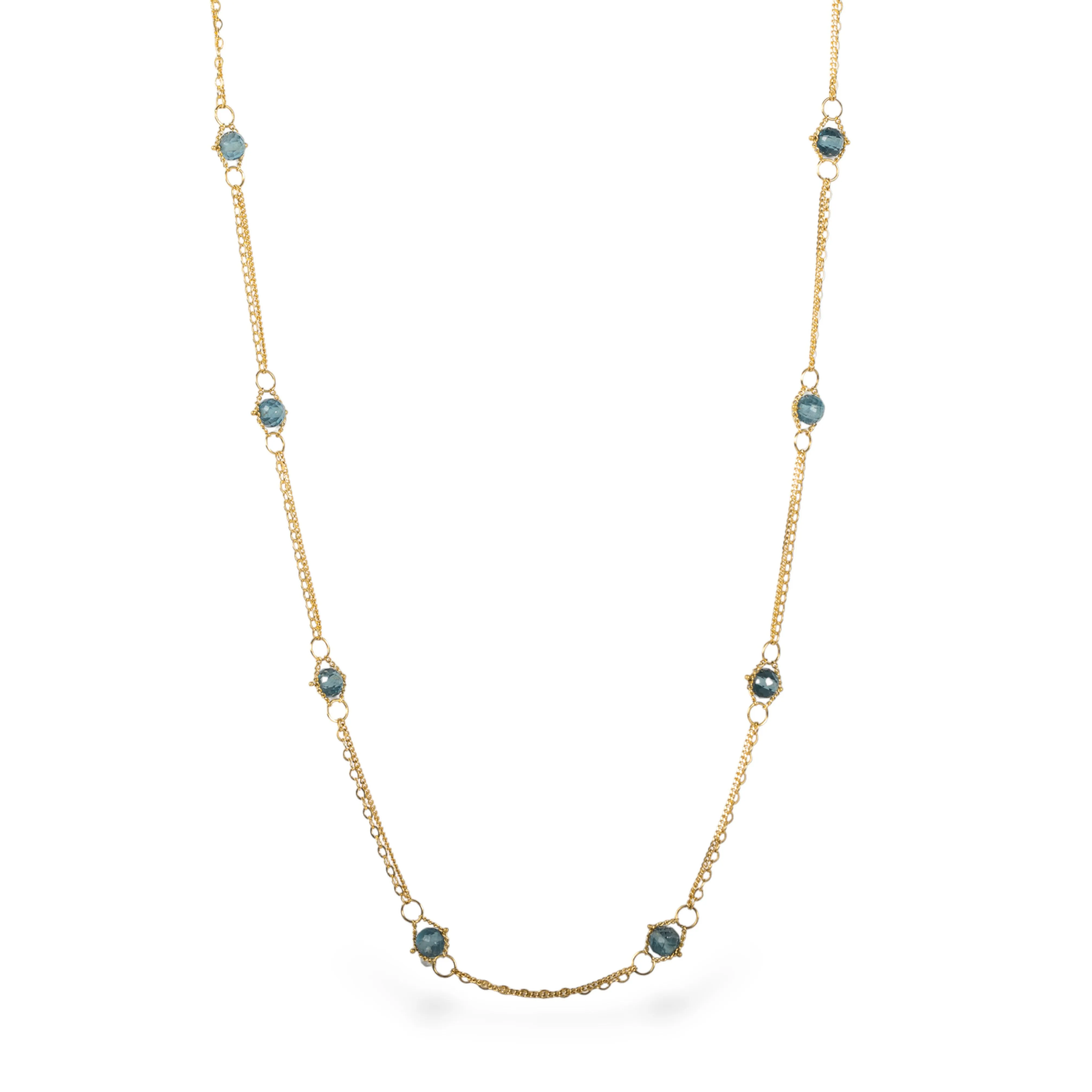 Deluxe Whisper Chain Necklace in London Blue Topaz