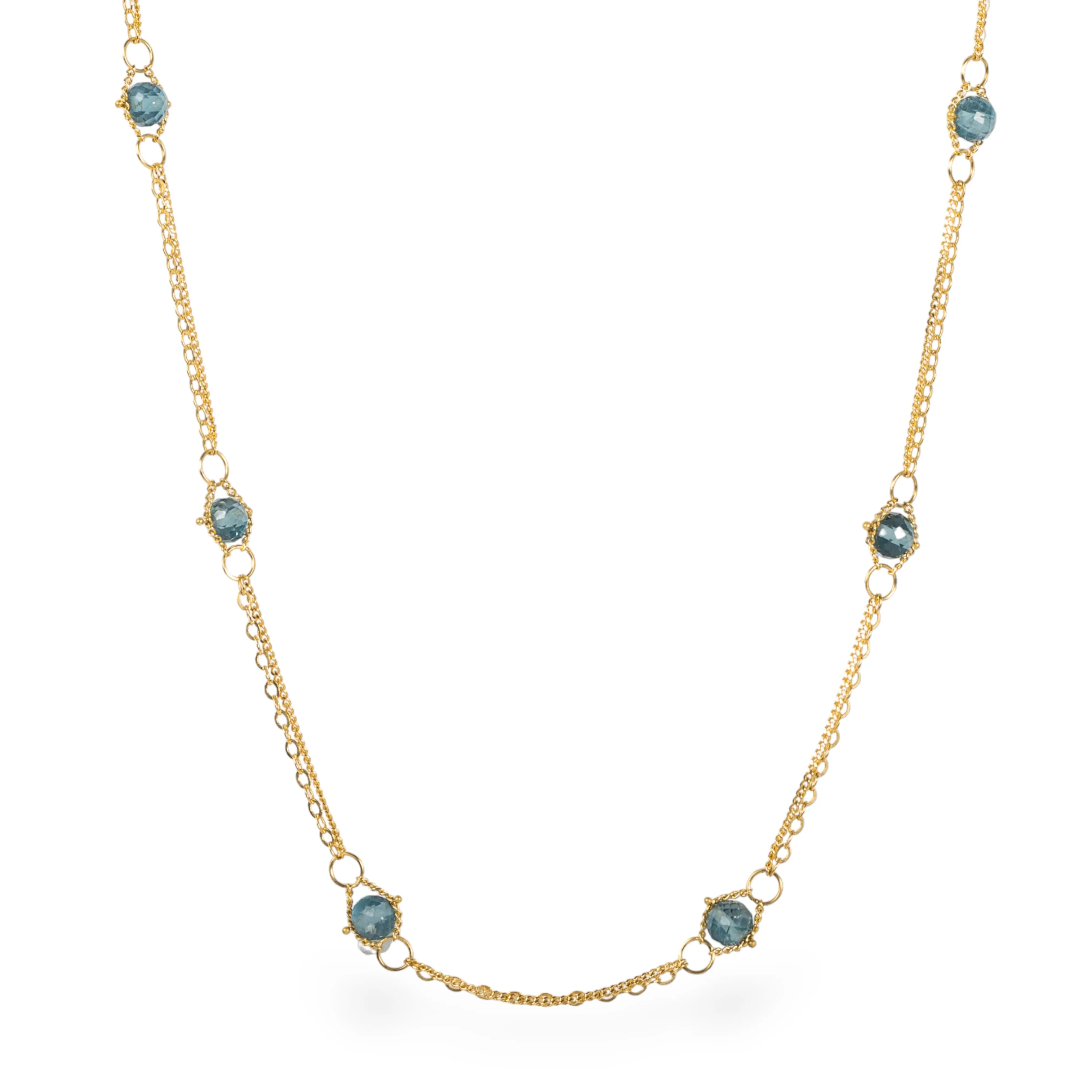 Deluxe Whisper Chain Necklace in London Blue Topaz