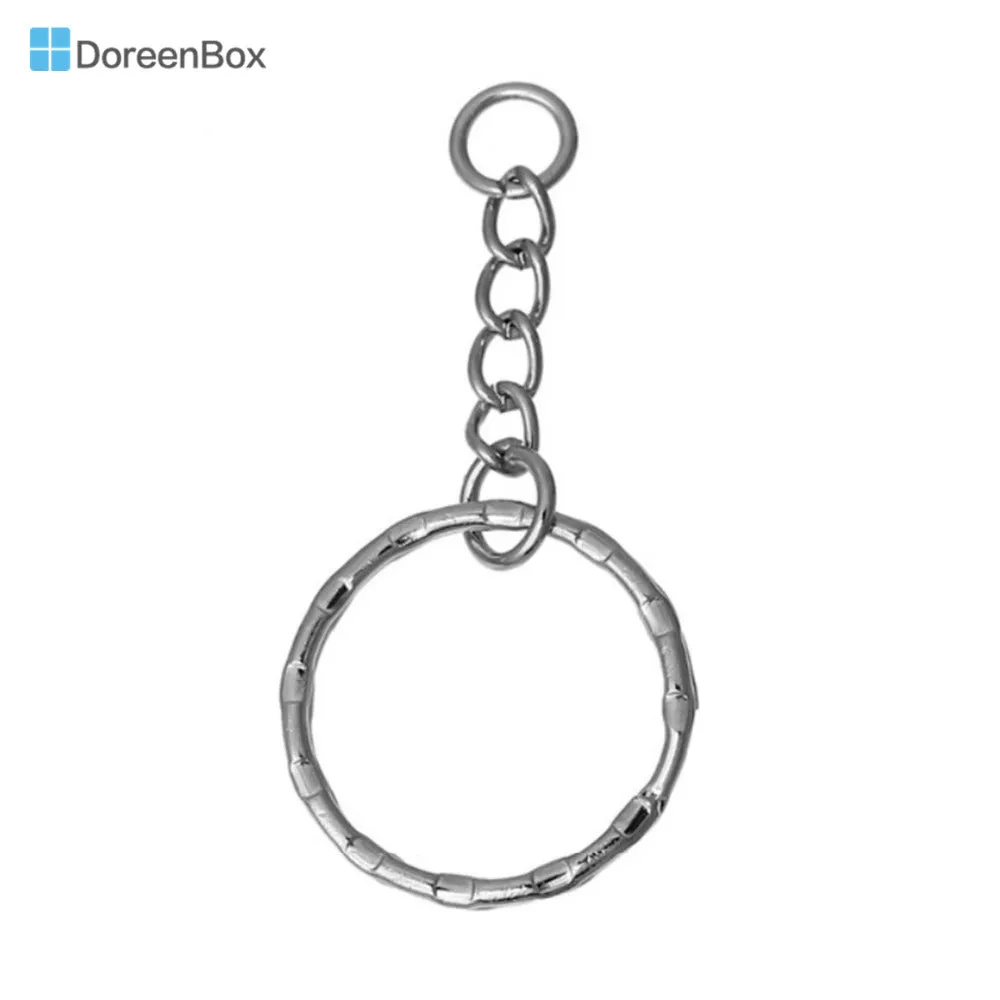 Doreen Box 30PCs Silver Tone Key Chains & Key Rings Keychain DIY Jewelry Accessories 53mm(2 1/8") long (B19405)