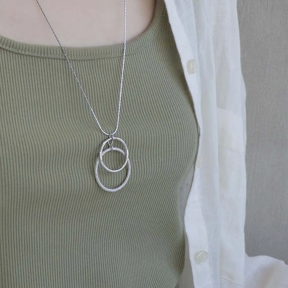 Double Circle Long Necklace