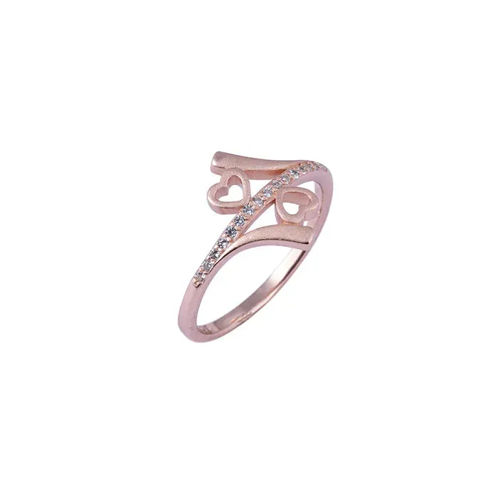 Double Heart Radiant Rose Gold Ring