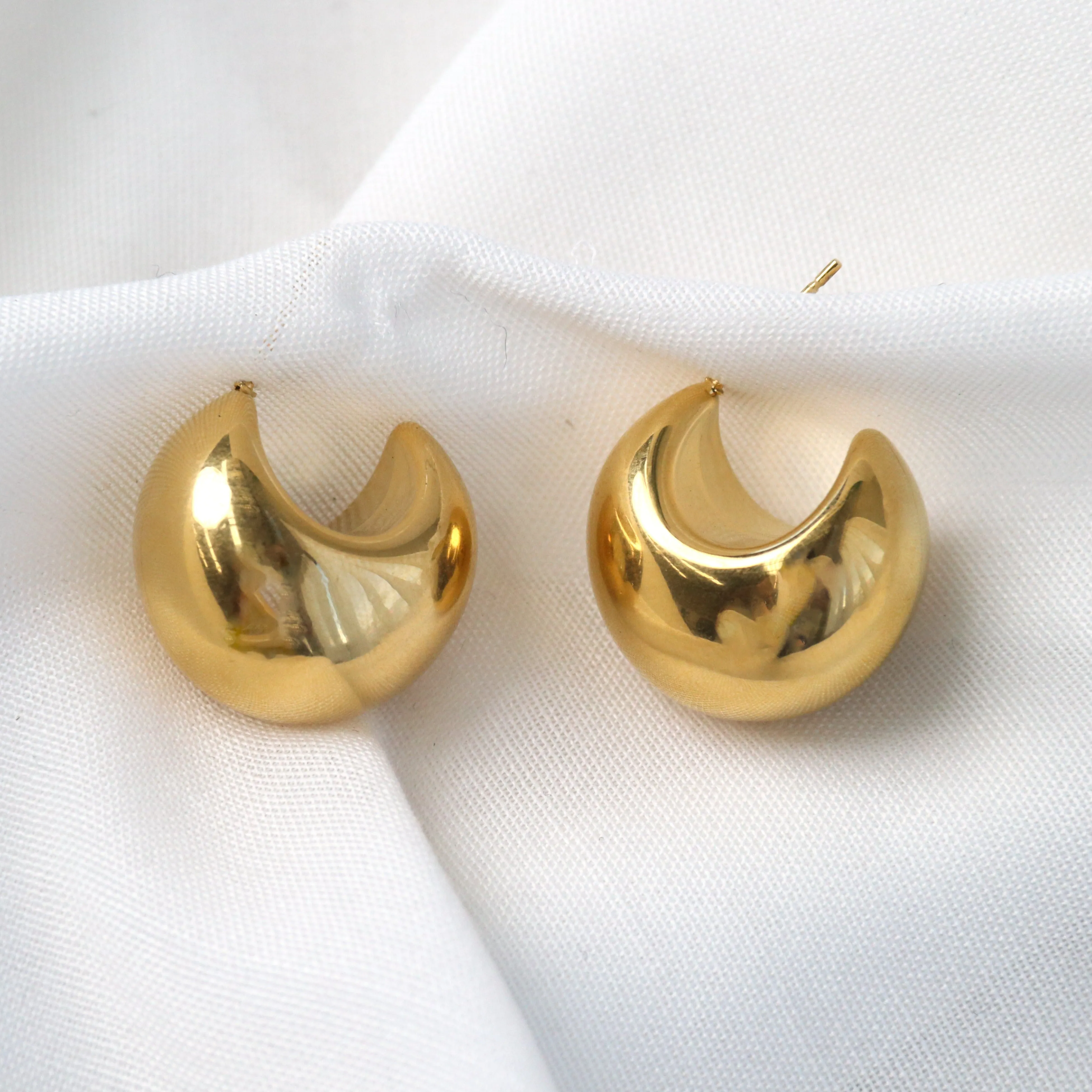 Ella | Chunky Gold or Silver Crescent Moon Statement Earrings