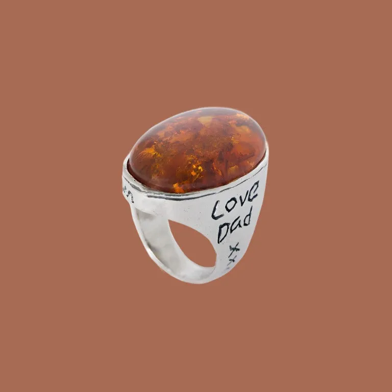 Engraved Silver Rings - Ring for Women set with gemstone –  Love Dad I Love Mom.