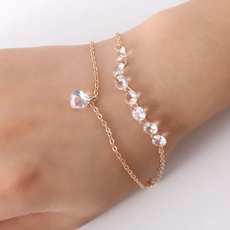 European and American Double Heart Zircon Bracelet