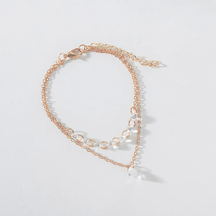 European and American Double Heart Zircon Bracelet