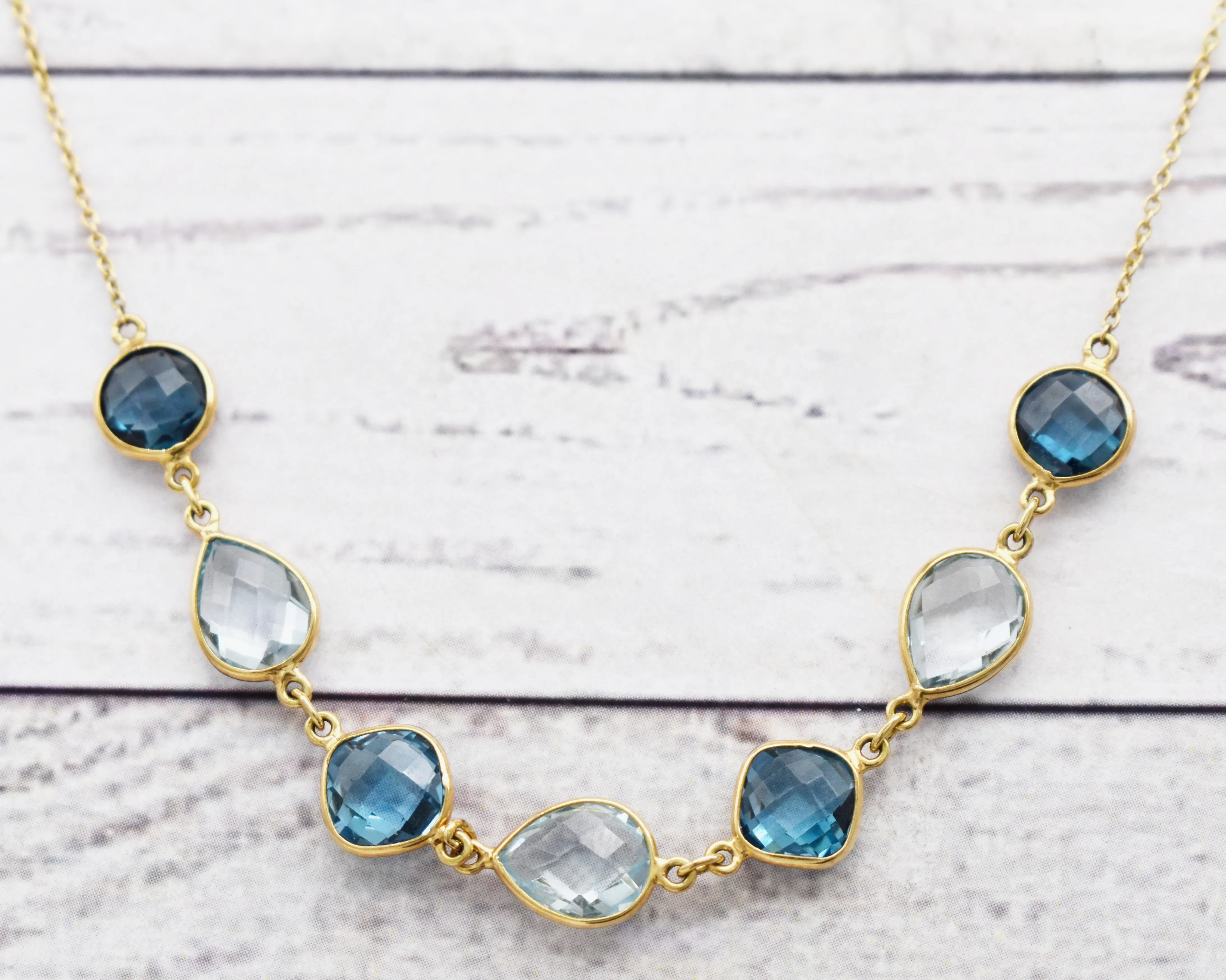 Exquisite London Sky Blue topaz Multi-stone necklace