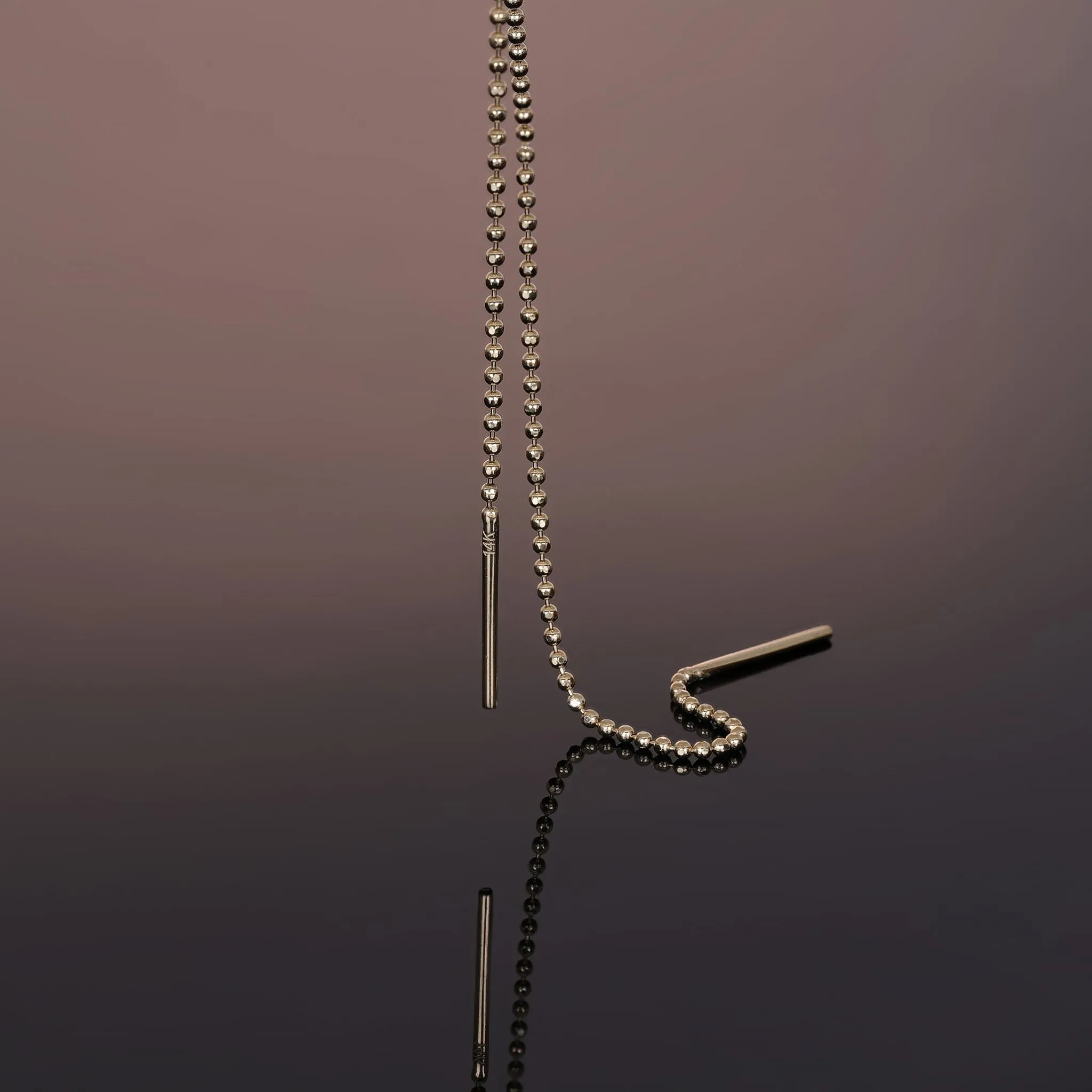 Facet Ball Chain Long Threader Earring