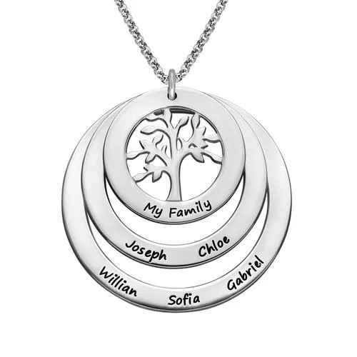 Family Circle Necklace with Hanging Family Tree