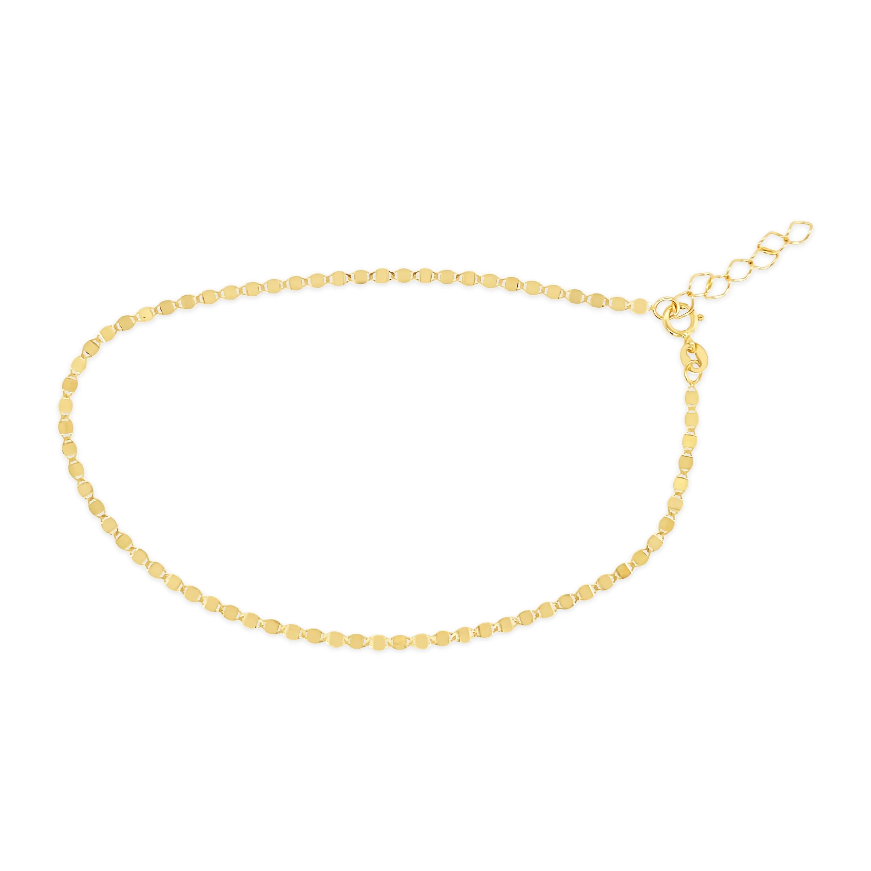 Flat Mirror Link Gold Anklet